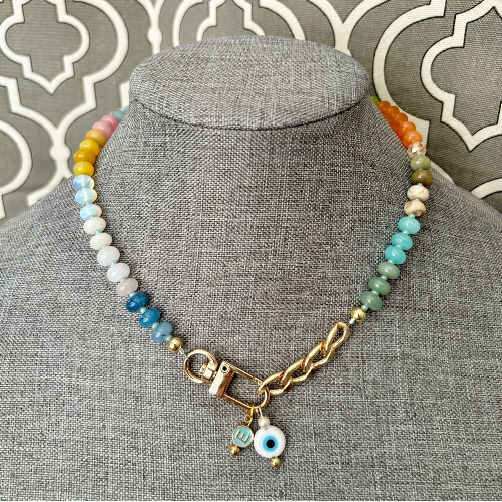 Trendy Rainbow 🌈 Gemstone Crystal Candy Necklace